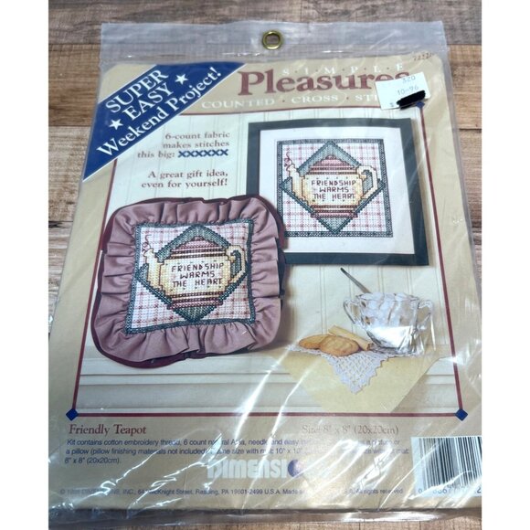 Friendship Warms The Heart Counted Cross-Stitch Kit  6-Count Fabric  8" X 8" Des - Picture 1 of 4